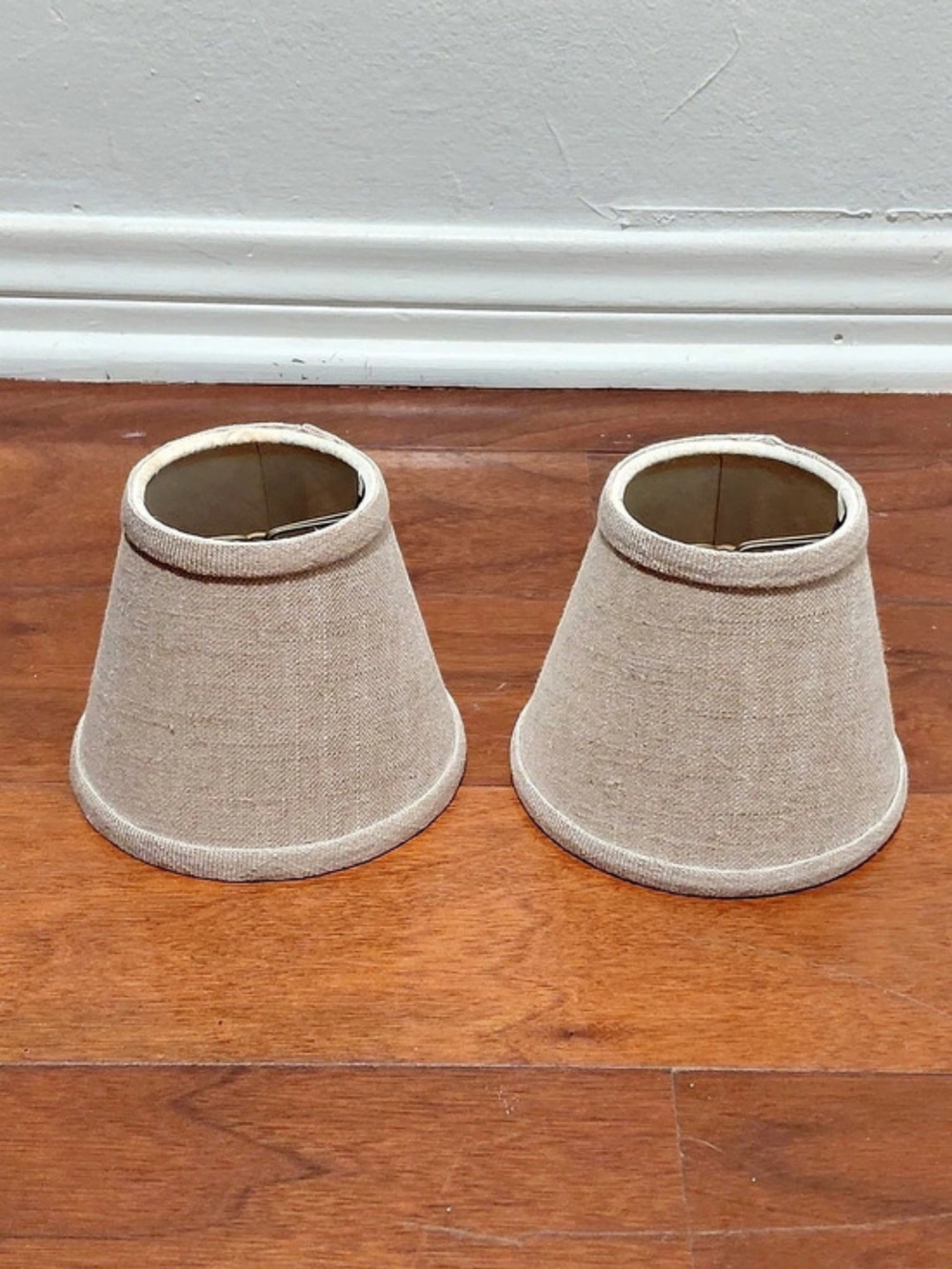 Pair of Beige Linen Mini Lamp Shades